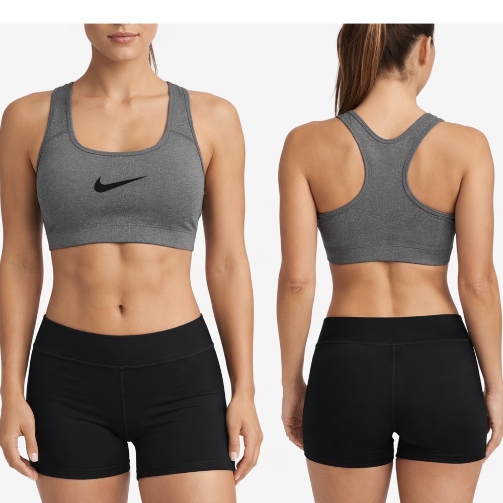 Nike Dri-FIT Racerback Sports Bra Gray Heathered M Gym‎ Activewear Yoga 102-34
